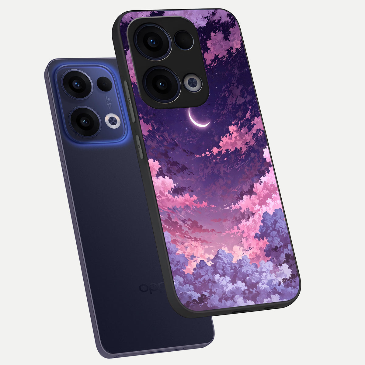  Sky Drift Clouds phone case For Oppo Reno 13 showing premium glass back cover with detailed artwork