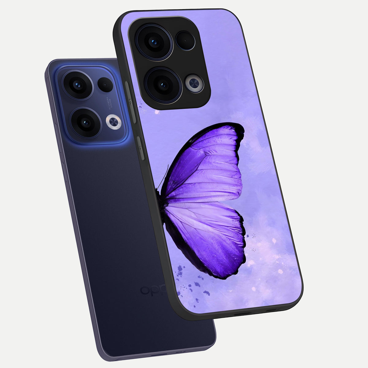  Violet Dream Wing phone case For Oppo Reno 13 showing premium glass back cover with detailed artwork
