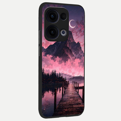  Beautiful Mountain View back cover For Oppo Reno 13 slim fit glass case with vibrant aesthetic design