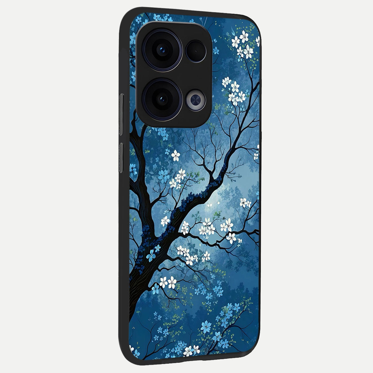  Blue Tree Serenity back cover For Oppo Reno 13 slim fit glass case with vibrant aesthetic design