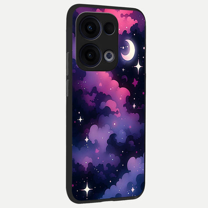  Celestial Moon Magic back cover For Oppo Reno 13 slim fit glass case with vibrant aesthetic design