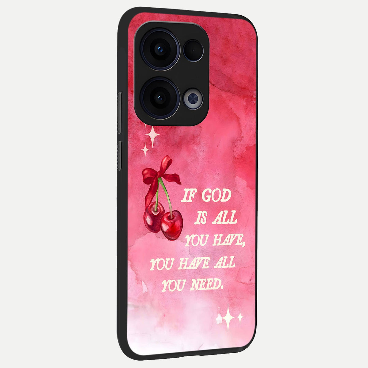  Cherry Quote back cover For Oppo Reno 13 slim fit glass case with vibrant aesthetic design
