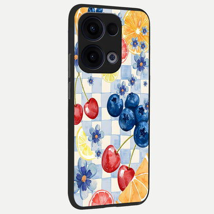  Citrus Bloom Joy back cover For Oppo Reno 13 slim fit glass case with vibrant aesthetic design