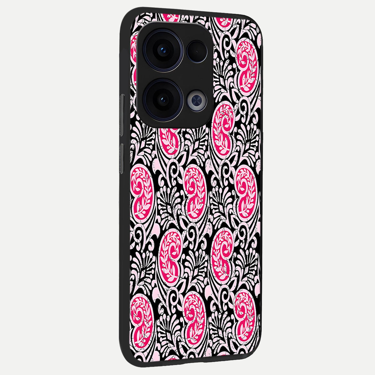  Crimson Paisley Charm back cover For Oppo Reno 13 slim fit glass case with vibrant aesthetic design