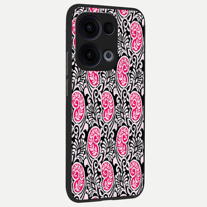  Crimson Paisley Charm back cover For Oppo Reno 13 slim fit glass case with vibrant aesthetic design