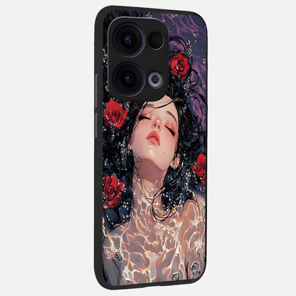  Crimson Rose Serenity back cover For Oppo Reno 13 slim fit glass case with vibrant aesthetic design