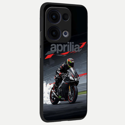  Dark Aprilla back cover For Oppo Reno 13 slim fit glass case with vibrant aesthetic design