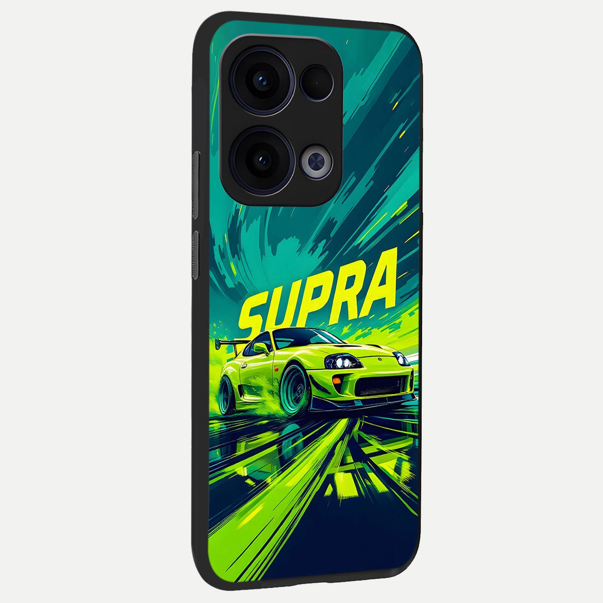  Electric Supra Thunder back cover For Oppo Reno 13 slim fit glass case with vibrant aesthetic design