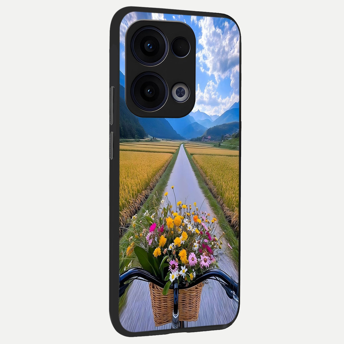  Golden Field Journey back cover For Oppo Reno 13 slim fit glass case with vibrant aesthetic design