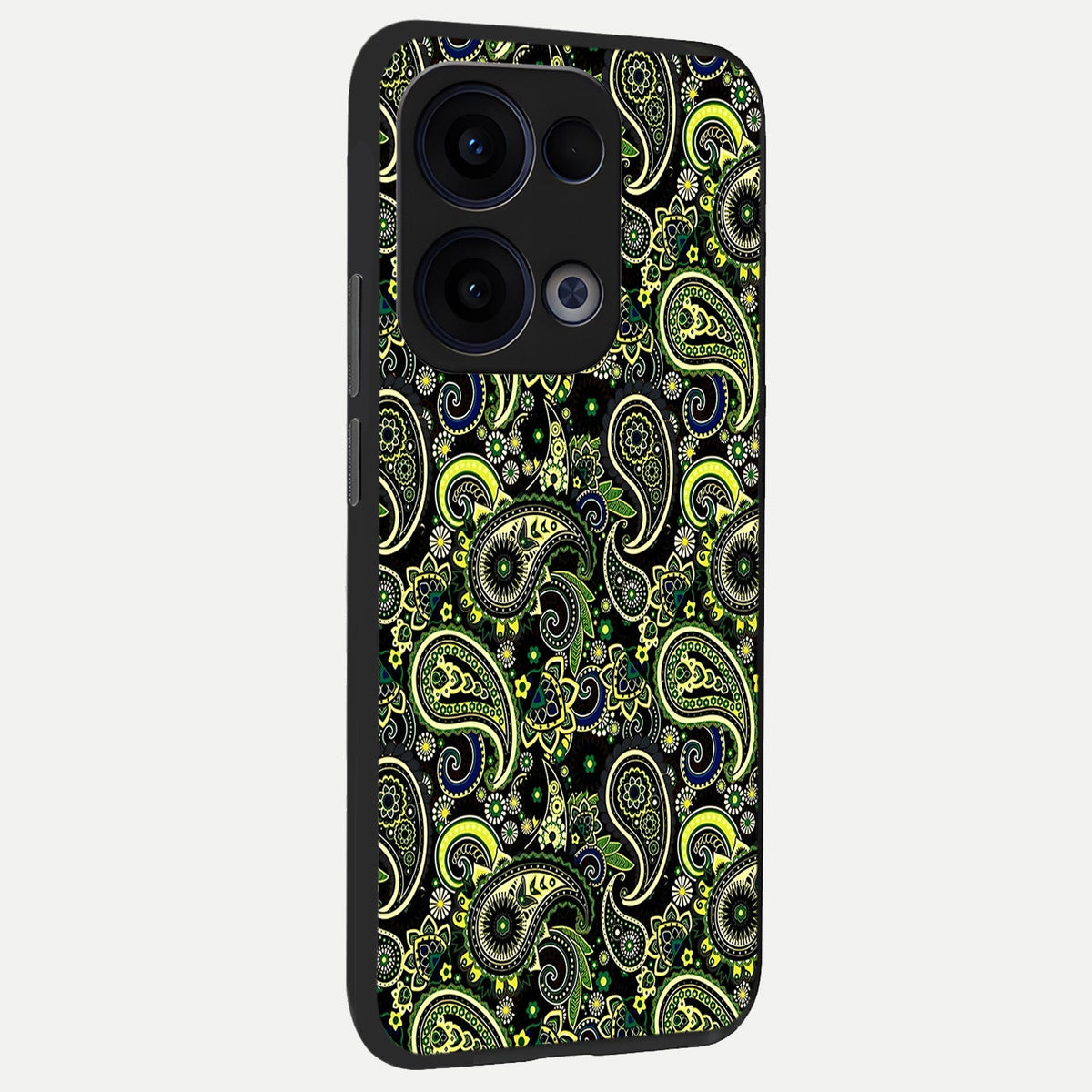  Green Lemon back cover For Oppo Reno 13 slim fit glass case with vibrant aesthetic design