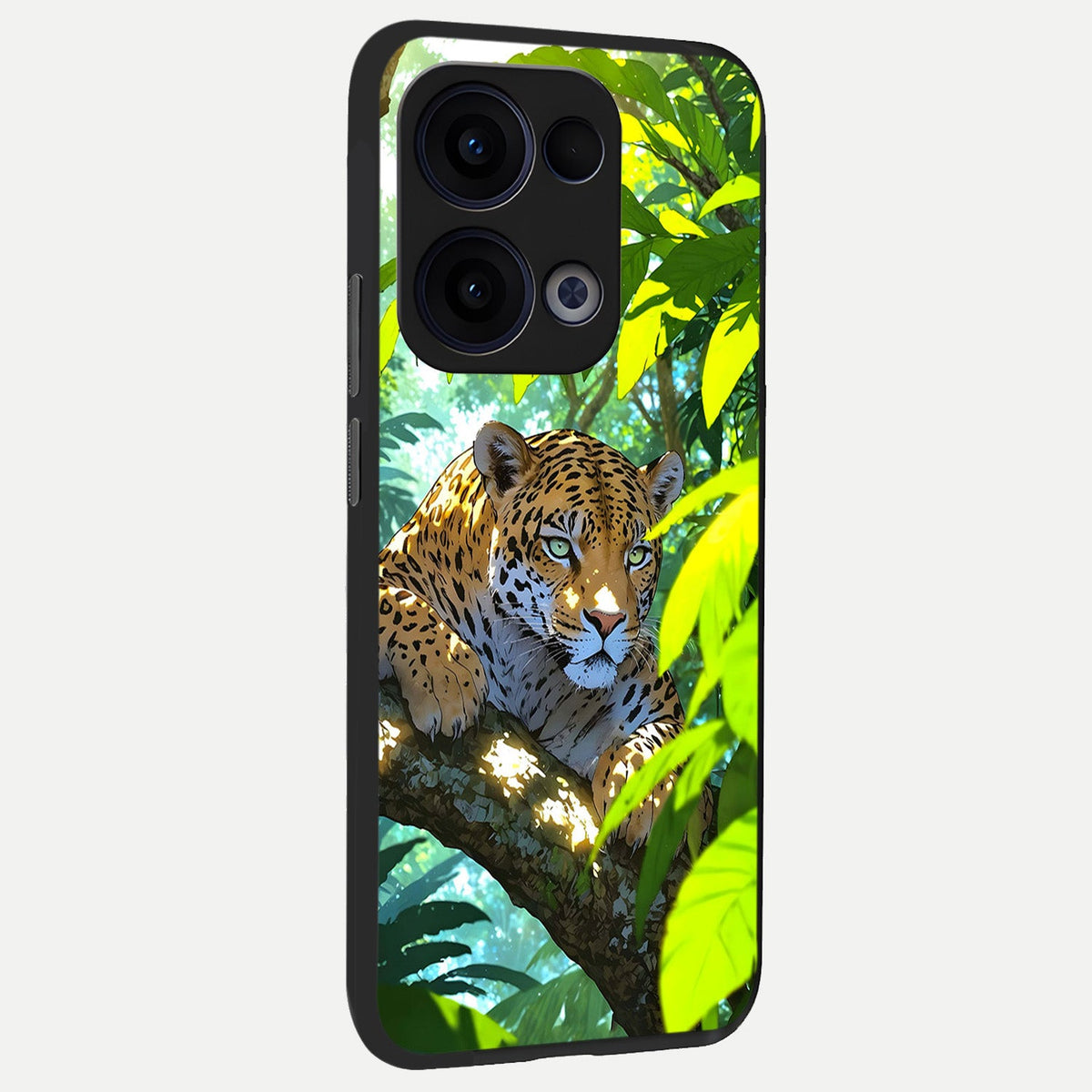  Leopard in Jungle back cover For Oppo Reno 13 slim fit glass case with vibrant aesthetic design