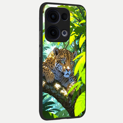  Leopard in Jungle back cover For Oppo Reno 13 slim fit glass case with vibrant aesthetic design