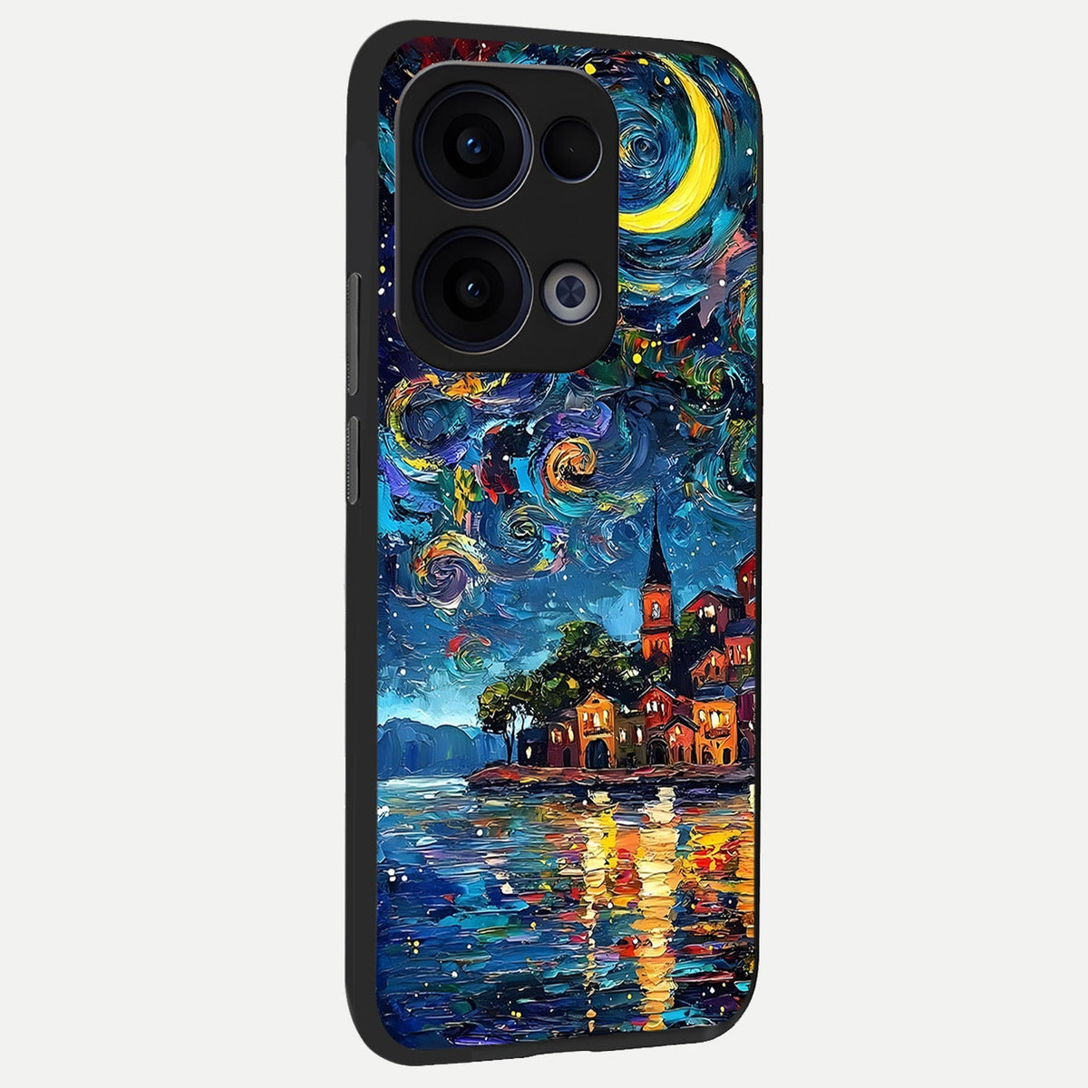  Moonlight Harbor Glow back cover For Oppo Reno 13 slim fit glass case with vibrant aesthetic design