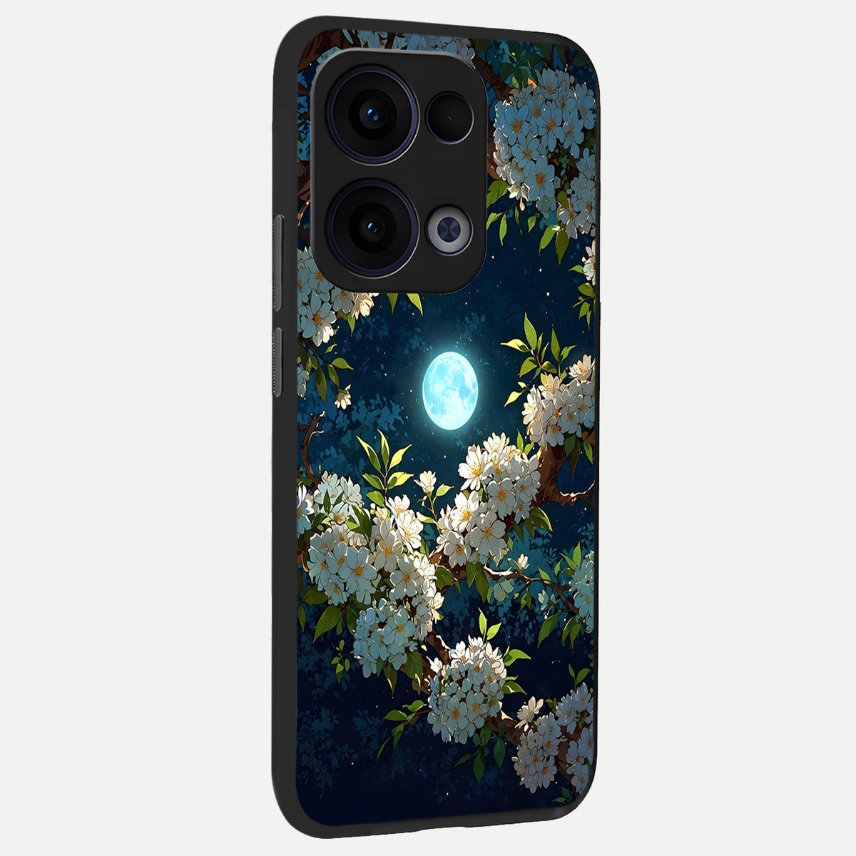  Moonlit Blossom Dream back cover For Oppo Reno 13 slim fit glass case with vibrant aesthetic design