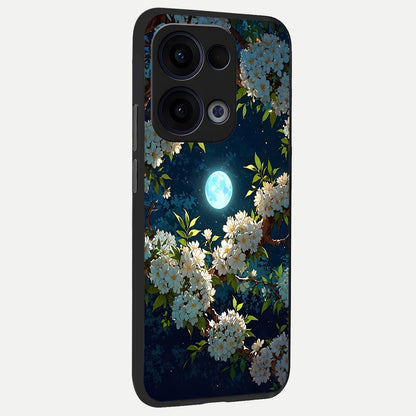  Moonlit Blossom Dream back cover For Oppo Reno 13 slim fit glass case with vibrant aesthetic design