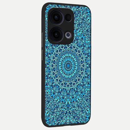  Ocean Bloom Mandala back cover For Oppo Reno 13 slim fit glass case with vibrant aesthetic design