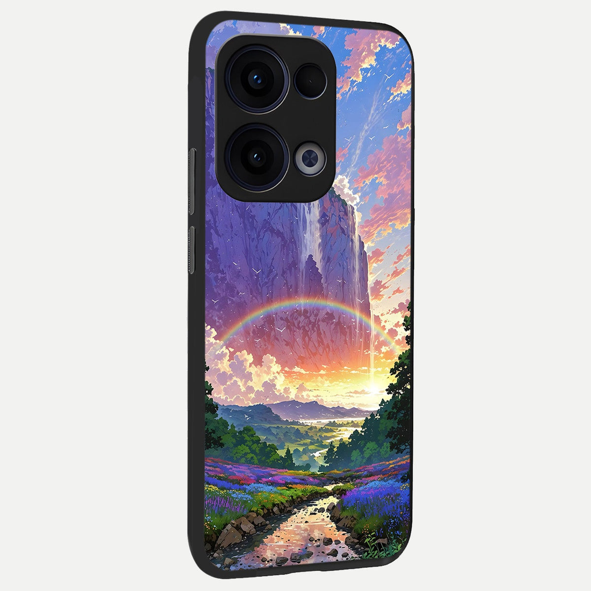  Rainbow Valley Dream back cover For Oppo Reno 13 slim fit glass case with vibrant aesthetic design