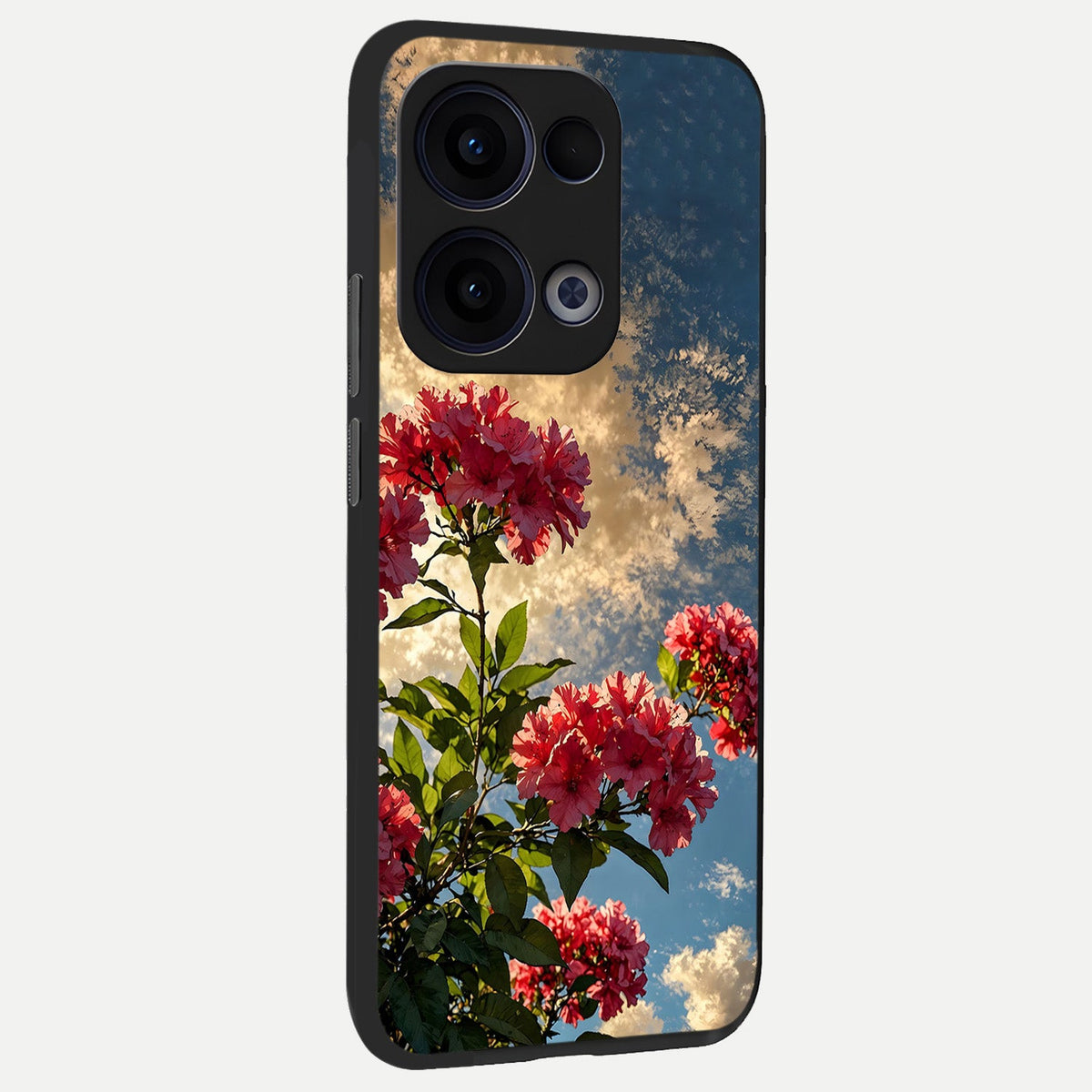  Red Bloom Skies back cover For Oppo Reno 13 slim fit glass case with vibrant aesthetic design