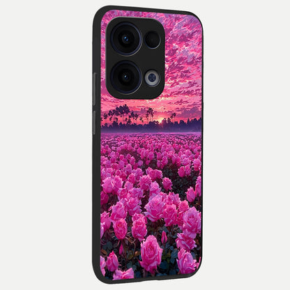  Rose Sunset Valley back cover For Oppo Reno 13 slim fit glass case with vibrant aesthetic design
