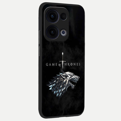  Throne Wolf Legacy back cover For Oppo Reno 13 slim fit glass case with vibrant aesthetic design