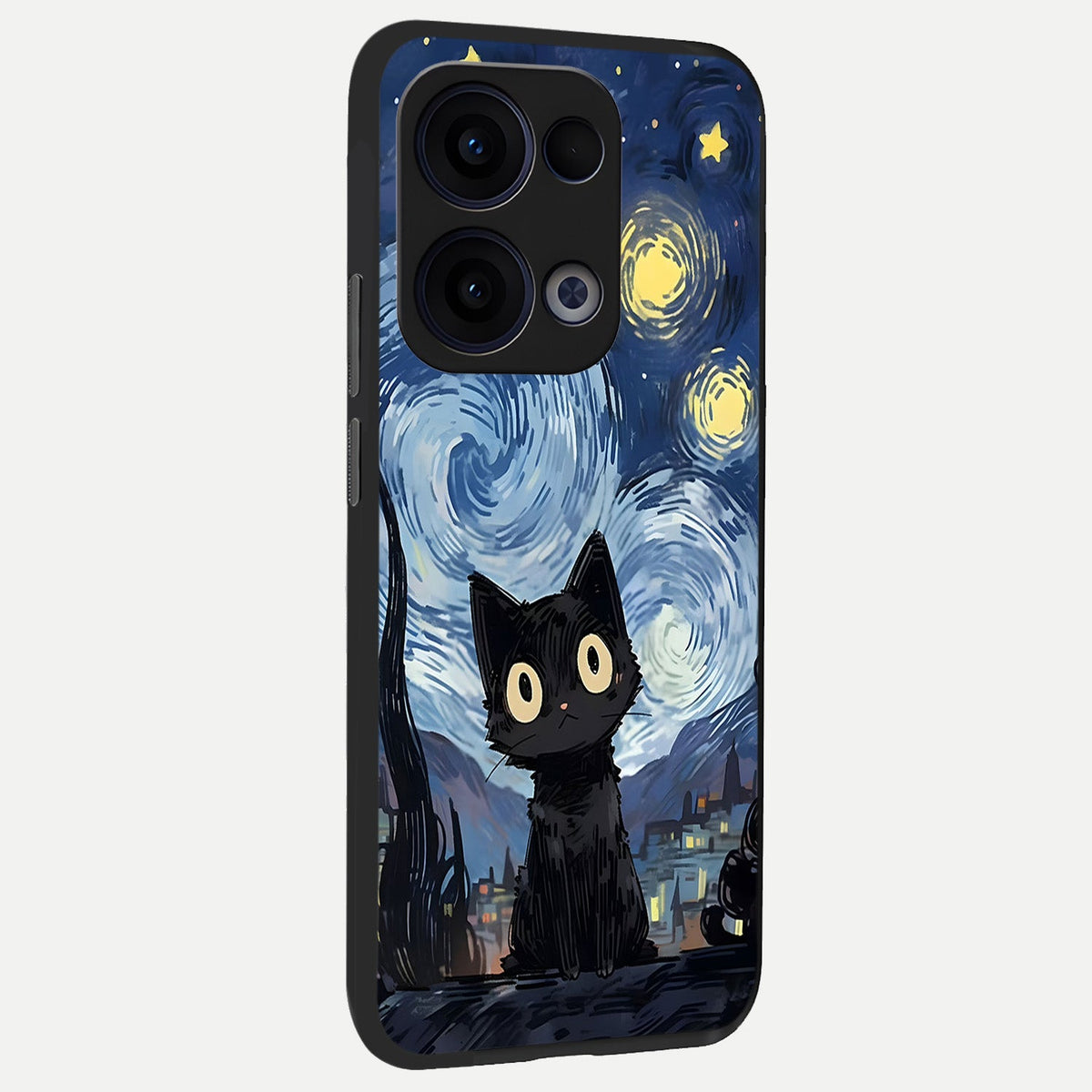  Van Gogh Cat back cover For Oppo Reno 13 slim fit glass case with vibrant aesthetic design