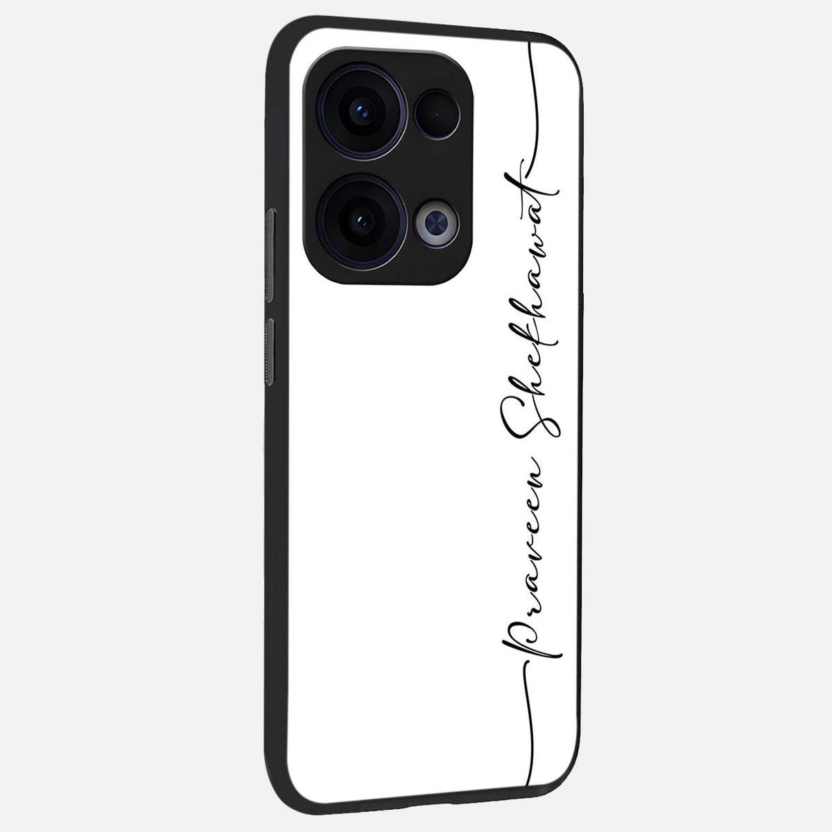  White Tune Custom Name back cover For Oppo Reno 13 slim fit personalized glass case with aesthetic design