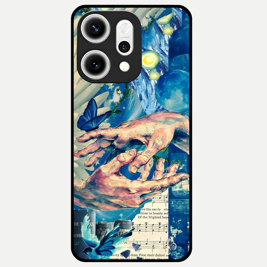  Aesthetic Divider Glass Case For Oppo Reno 14 Pro back cover – full design glossy printed glass finish