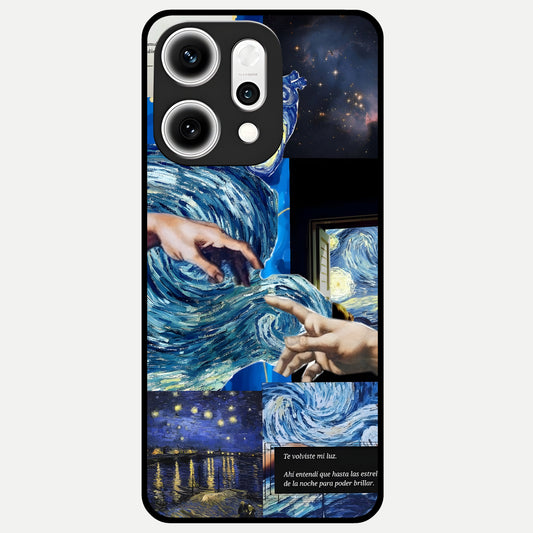  Aesthetic Vando Hands Glass Case For Oppo Reno 14 Pro back cover – full design glossy printed glass finish