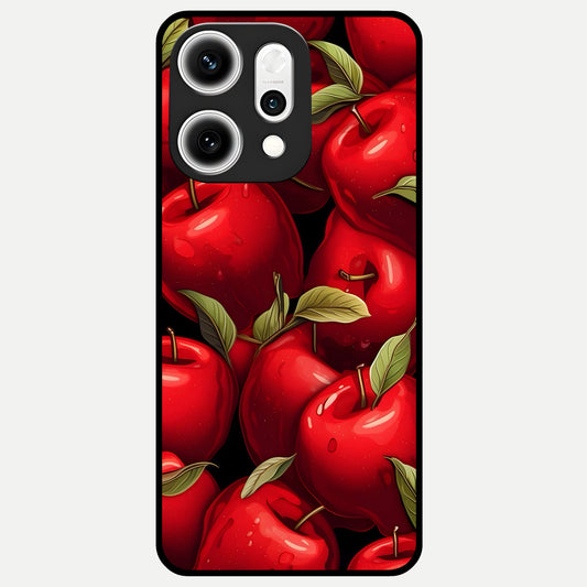  Apple Pattern Glass Case For Oppo Reno 14 Pro back cover – full design glossy printed glass finish