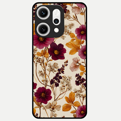  Autumn Wine Bloom Glass Case For Oppo Reno 14 Pro back cover – full design glossy printed glass finish