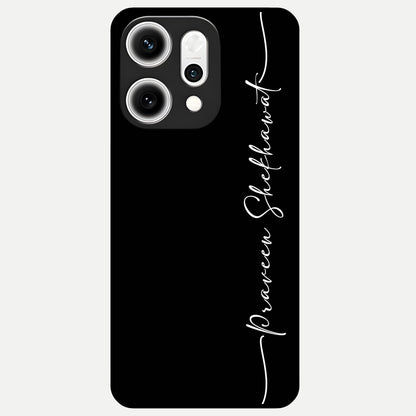  Black Tune Custom Name Glass Case For Oppo Reno 14 Pro back cover – full design glossy printed glass finish