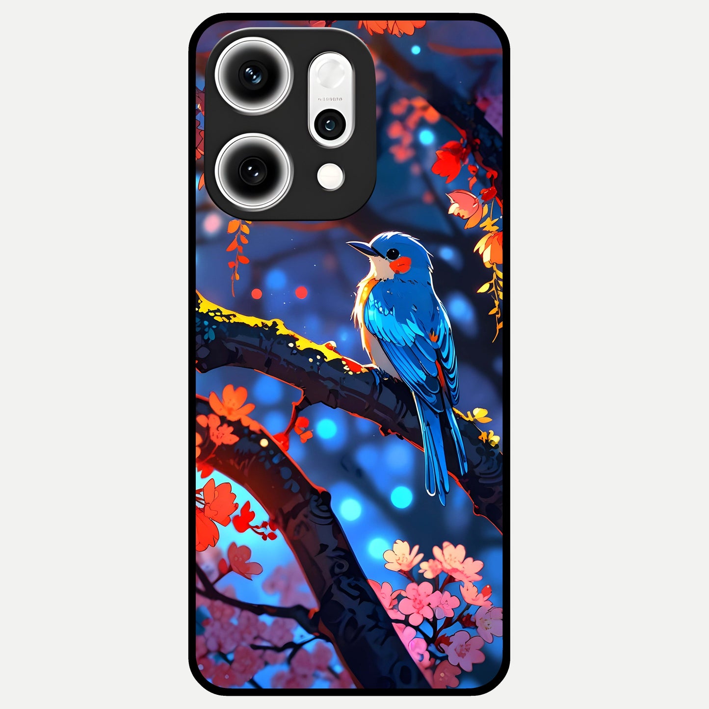  Blooming Water Drift Glass Case For Oppo Reno 14 Pro back cover – full design glossy printed glass finish
