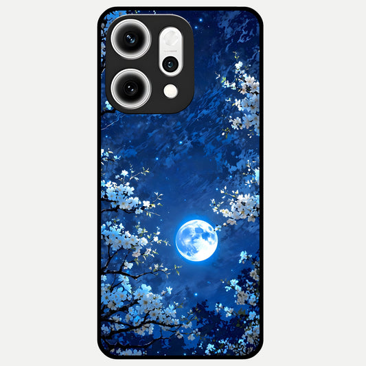  Blossom Moonlight Sky Glass Case For Oppo Reno 14 Pro back cover – full design glossy printed glass finish