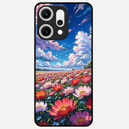 Blossom Sky Field Glass Case For Oppo Reno 14 Pro back cover – full design glossy printed glass finish