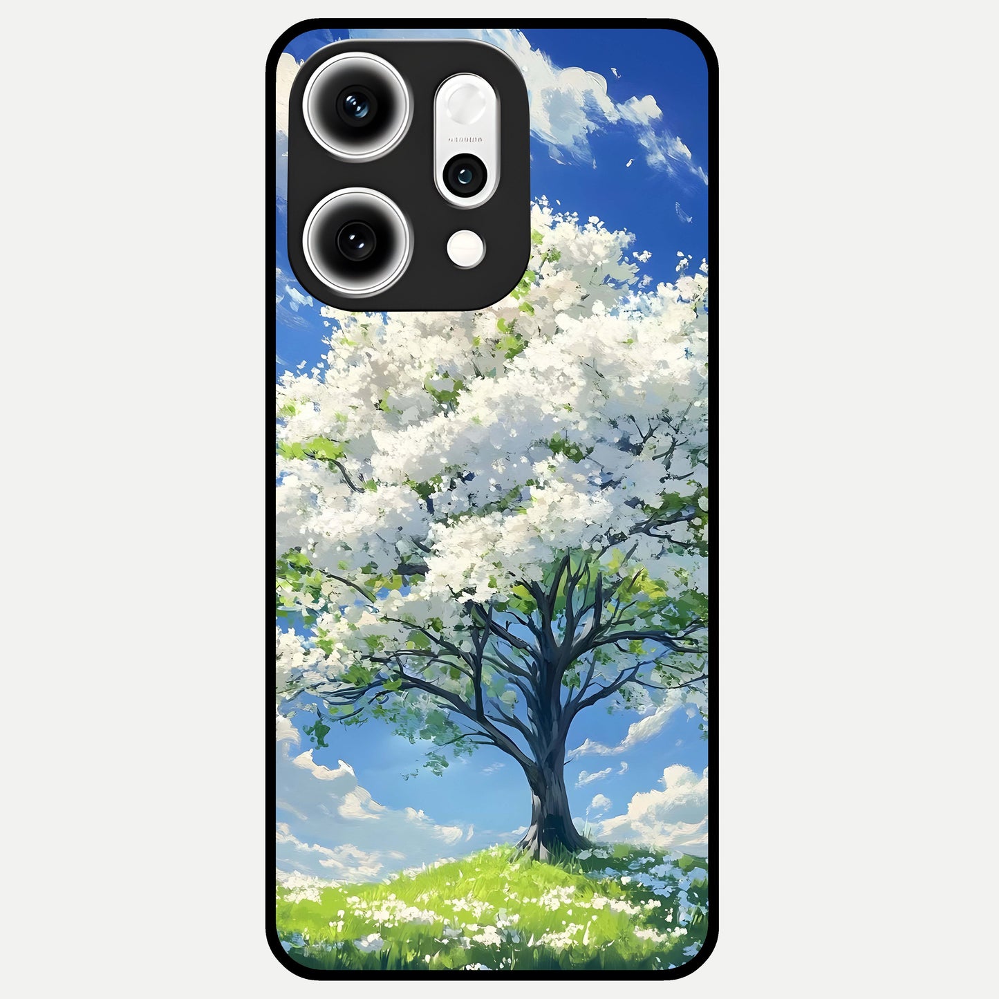  Blossom Sky Serenity Glass Case For Oppo Reno 14 Pro back cover – full design glossy printed glass finish