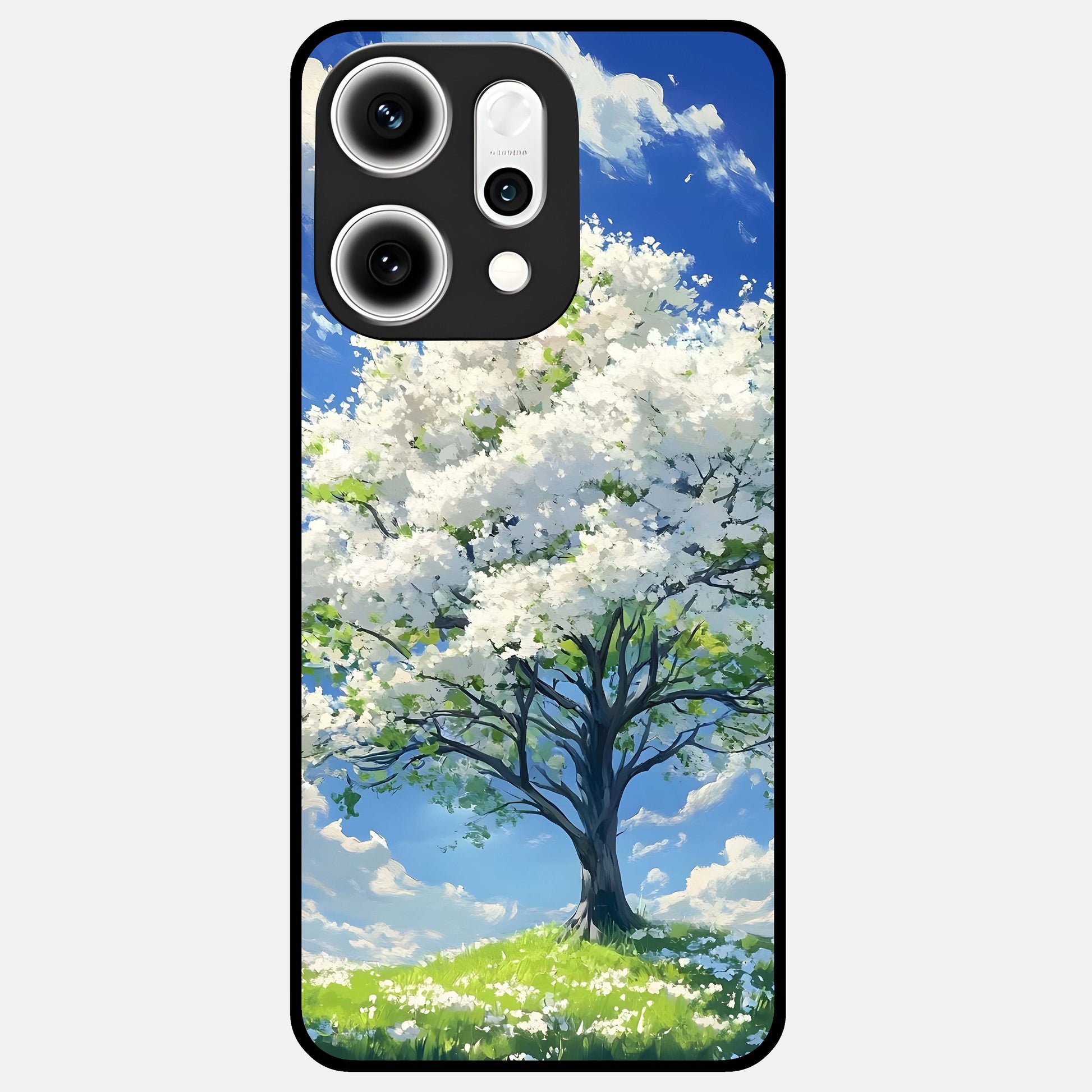  Blossom Sky Serenity Glass Case For Oppo Reno 14 Pro back cover – full design glossy printed glass finish