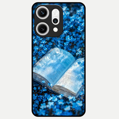  Blue Bloom Tales Glass Case For Oppo Reno 14 Pro back cover – full design glossy printed glass finish