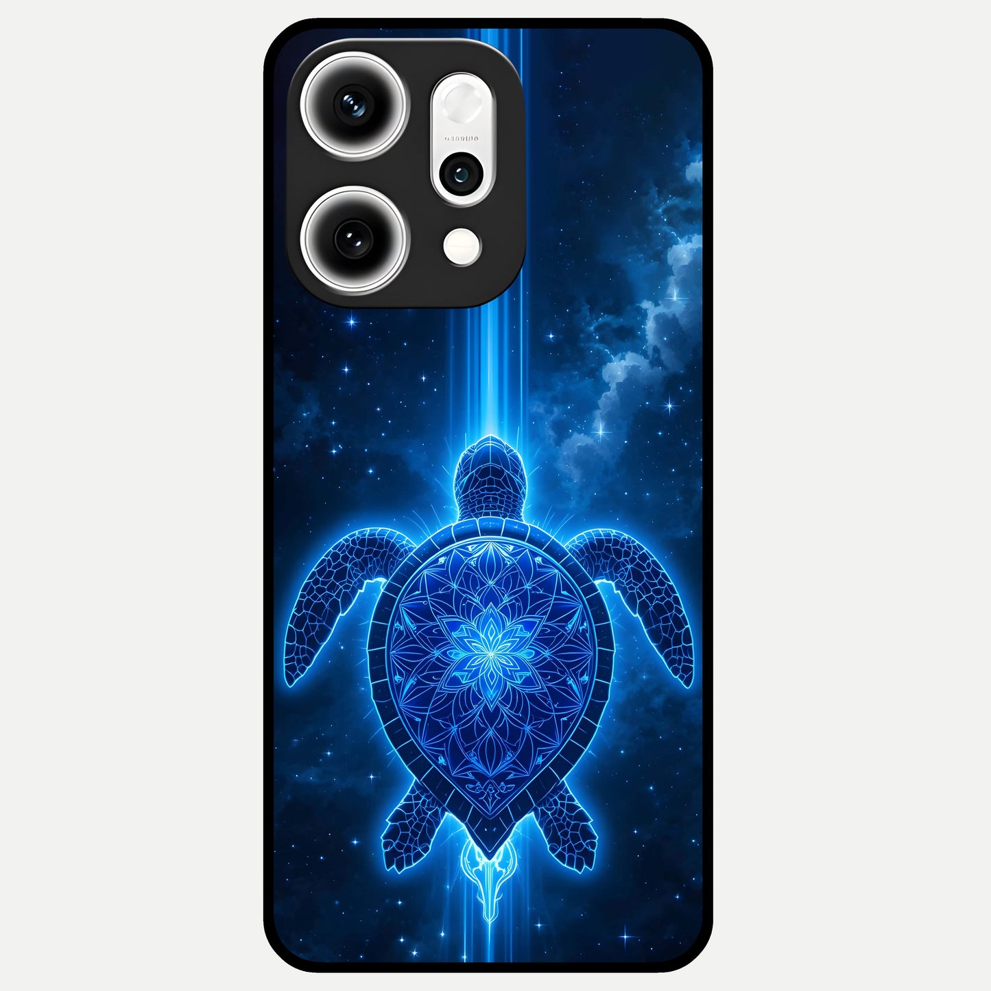  Blue Galaxy Turtle Glass Case For Oppo Reno 14 Pro back cover – full design glossy printed glass finish