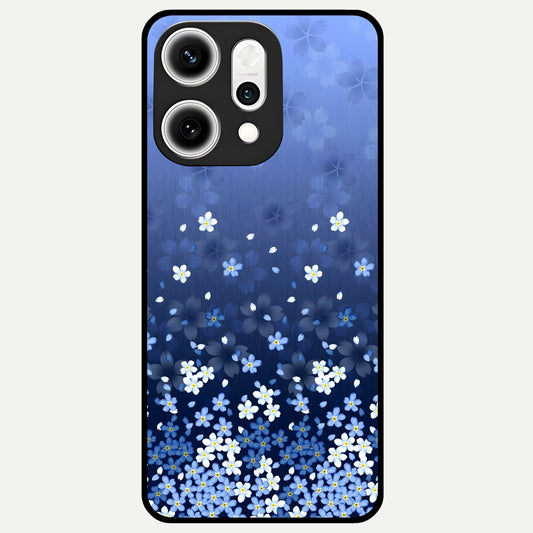  Blue Starry Glass Case For Oppo Reno 14 Pro back cover – full design glossy printed glass finish