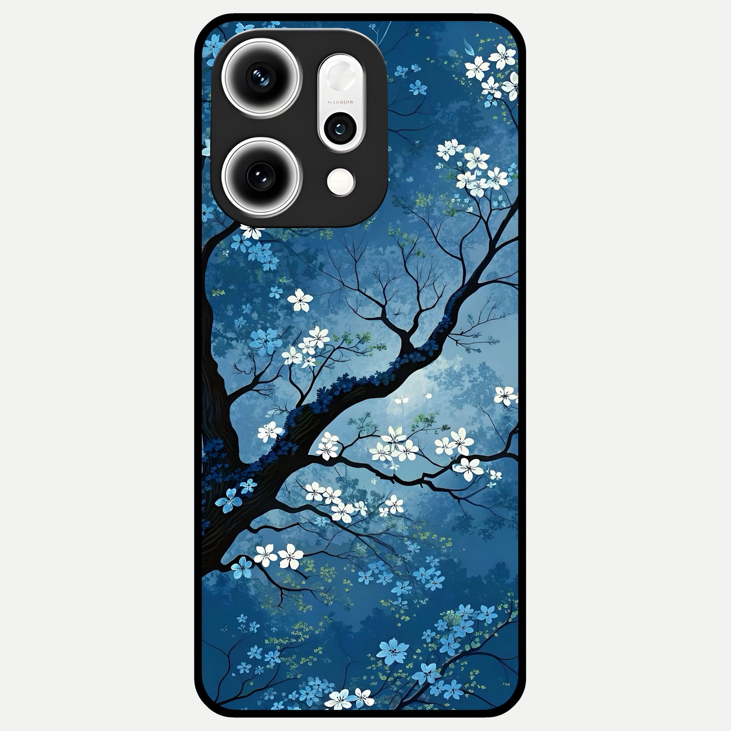  Blue Tree Serenity Glass Case For Oppo Reno 14 Pro back cover – full design glossy printed glass finish