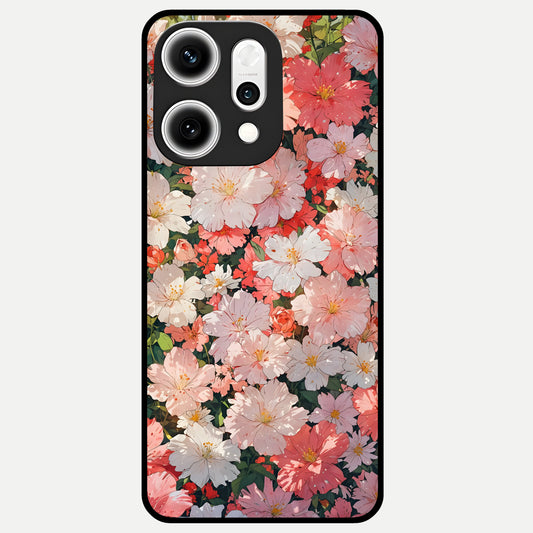  Blush Bloom Field Glass Case For Oppo Reno 14 Pro back cover – full design glossy printed glass finish