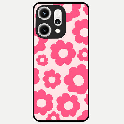  Blush Flower Pop Glass Case For Oppo Reno 14 Pro back cover – full design glossy printed glass finish