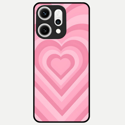  Blush Heart Waves Glass Case For Oppo Reno 14 Pro back cover – full design glossy printed glass finish