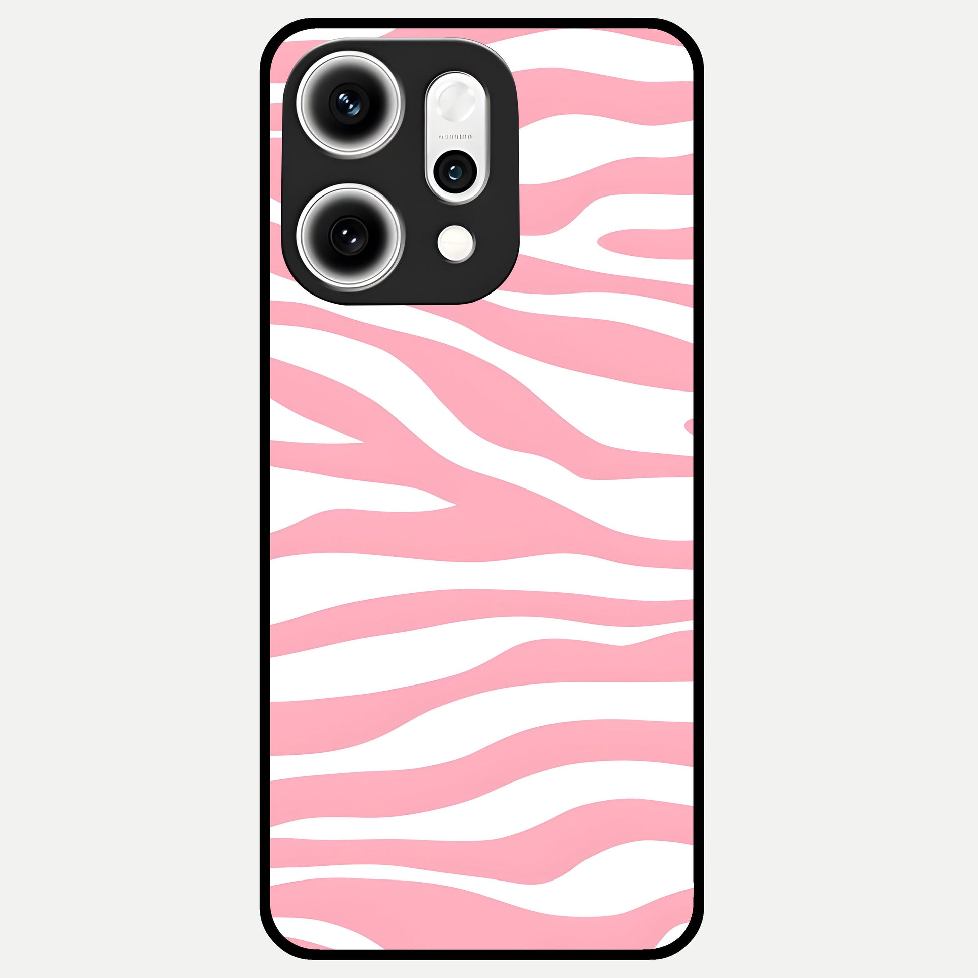  Blush Zebra Flow Glass Case For Oppo Reno 14 Pro back cover – full design glossy printed glass finish