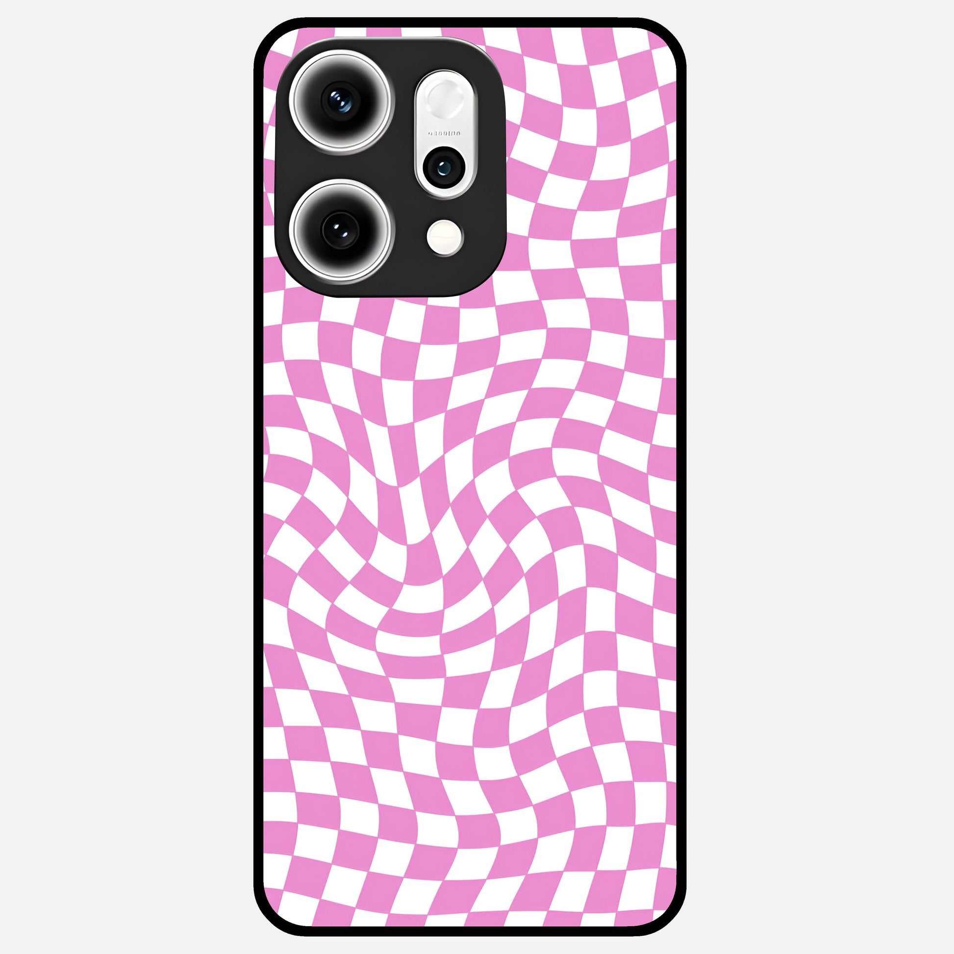  Bubblegum Check Wave Glass Case For Oppo Reno 14 Pro back cover – full design glossy printed glass finish