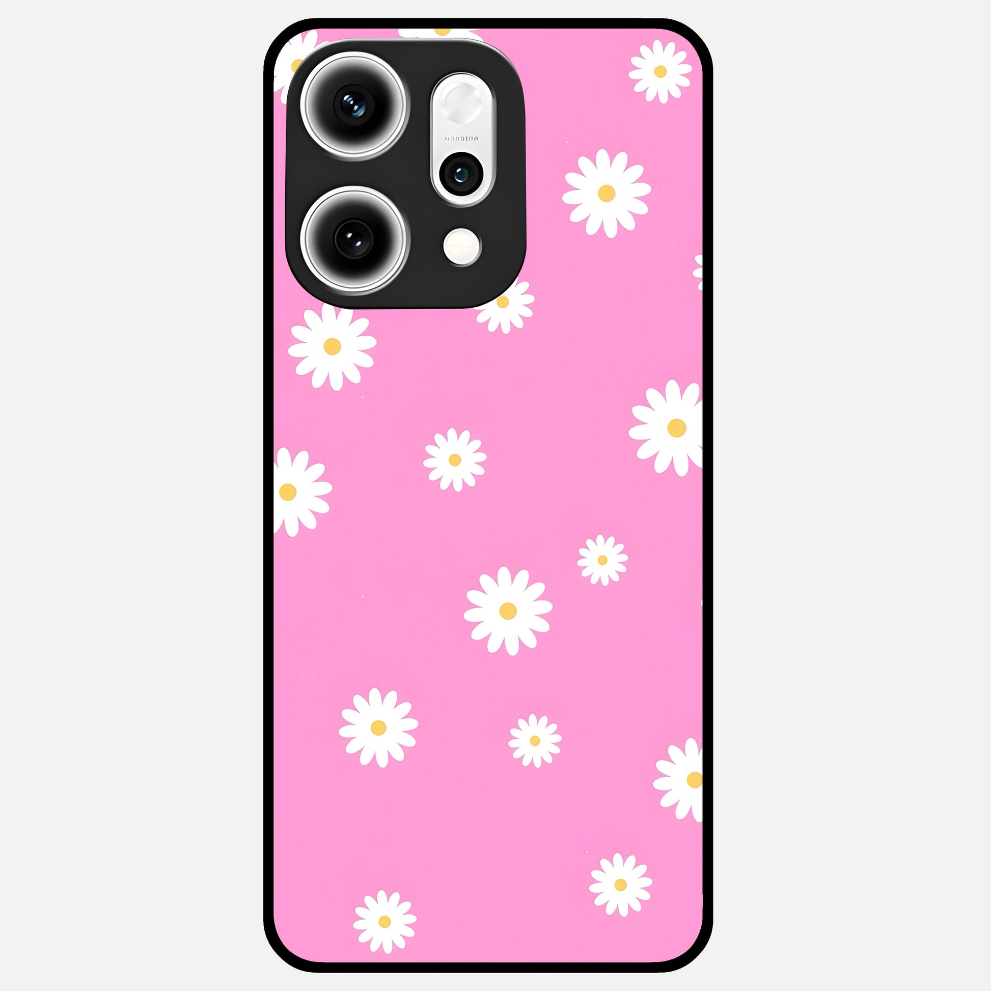  Bubblegum Daisy Pop Glass Case For Oppo Reno 14 Pro back cover – full design glossy printed glass finish