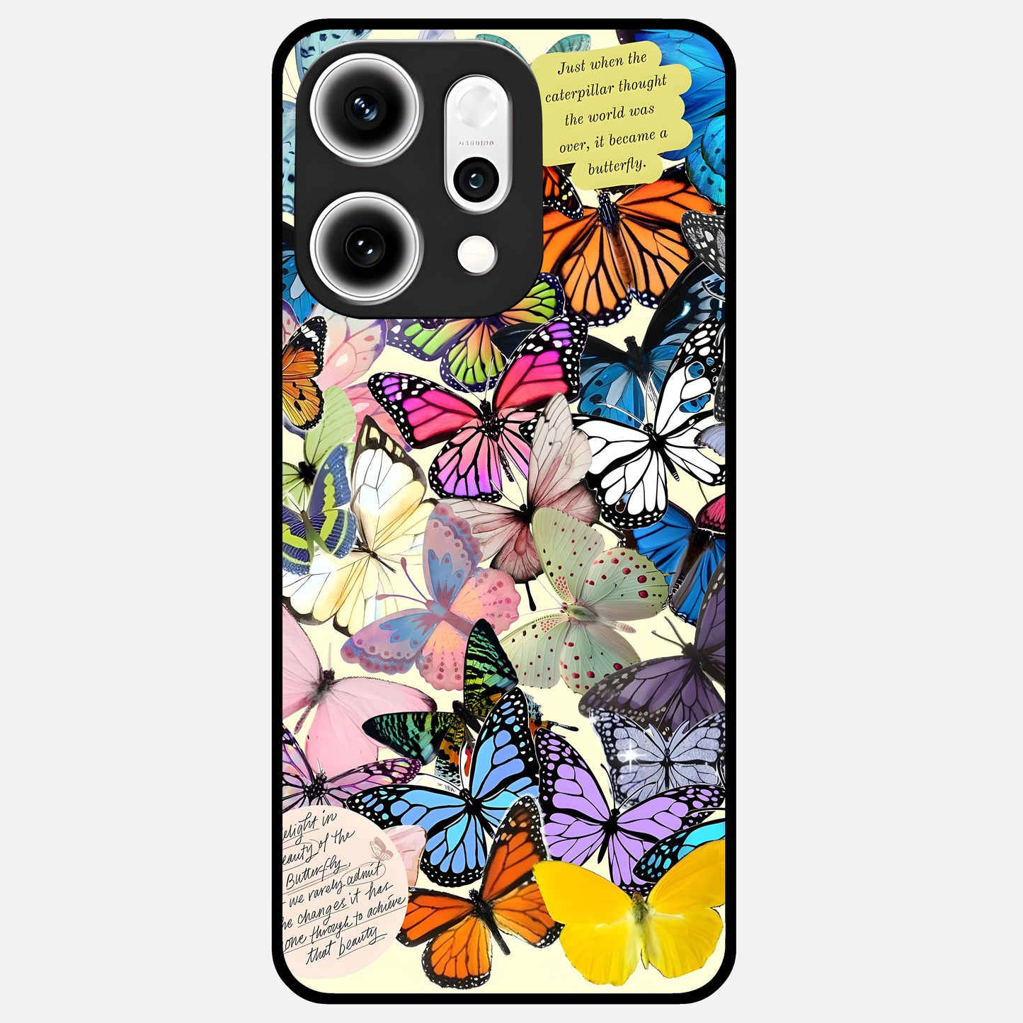  Butterflies Petal Dream Glass Case For Oppo Reno 14 Pro back cover – full design glossy printed glass finish