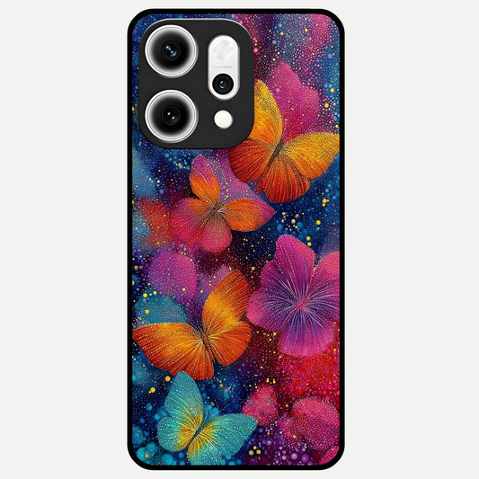  Butterfly Dream Mist Glass Case For Oppo Reno 14 Pro back cover – full design glossy printed glass finish