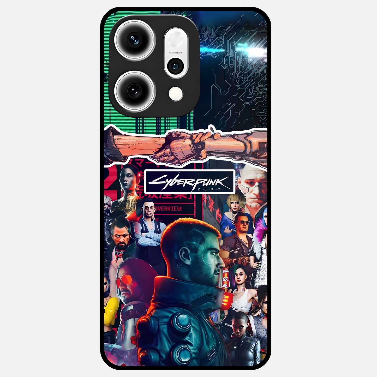  CYBERPUNK Legacy Glass Case For Oppo Reno 14 Pro back cover – full design glossy printed glass finish