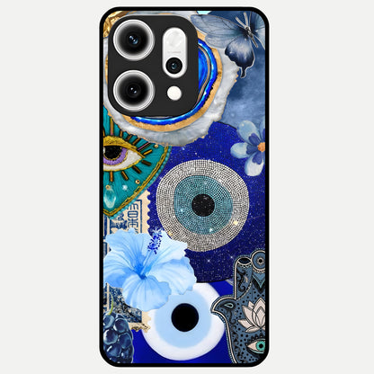  Celestial Blue Vision Glass Case For Oppo Reno 14 Pro back cover – full design glossy printed glass finish